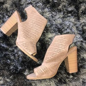 Chunky heeled booties- peep toe